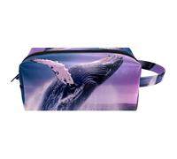 Borsa per il trucco da viaggio,borsa da toilette da viaggio per donna,salto della balena dell'oceano della nuvola,borsa da viaggio per cosmetici