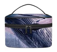 Borsa per il trucco da viaggio,borsa da toilette da viaggio per donna,salto della balena dell'oceano della nuvola,borsa da viaggio per cosmetici