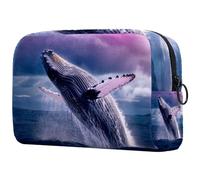 Borsa per il trucco da viaggio,borsa da toilette da viaggio per donna,salto della balena dell'oceano della nuvola,borsa da viaggio per cosmetici