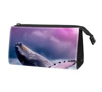 Borsa per il trucco da viaggio,borsa da toilette da viaggio per donna,salto della balena dell'oceano della nuvola,borsa da viaggio per cosmetici