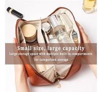 Borsa Per Il Trucco Da Viaggio, Borsa Da Toilette Piatta Aperta Organizer Per Trucco Con Divisore E Maniglia Per Donna(Noir)