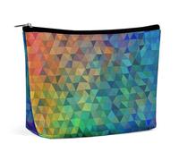 Borsa per il trucco da viaggio Borsa per cosmetici Borsa da toeletta portatile con triangolo arcobaleno Borsa da toeletta di grande capacità con cerniera Custodia per l'organizzazione del trucco Custo