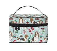 Borsa per il trucco da viaggio con avvolgimento in pietra, per donne, impermeabile, borsa per cosmetici pieghevole per articoli da toeletta regalo per insegnanti, Dolce Basset Hound, Taglia unica