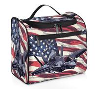 Borsa per il trucco da viaggio con bandiera degli Stati Uniti d'America per donne, uomini, ragazze e ragazzi, borsa da toilette da 11,2 l, borsa da bagno da appendere per cosmetici, organizer per