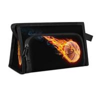 Borsa per il trucco da viaggio con basket on fire per donne, uomini, bambini, ragazze e ragazzi, borsa multiuso per il lavaggio, articoli da toeletta cosmetici, articoli da toeletta, borsa da doccia