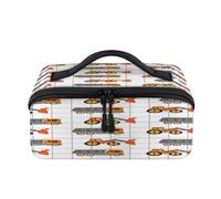 Borsa per il trucco da viaggio con bulldozer a forma di camion dei cartoni animati, portatile, impermeabile, aperta e piatta, per articoli da toeletta e cosmetici, organizer da viaggio per donne e