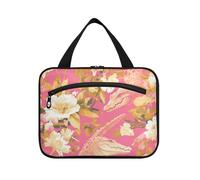 Borsa per il trucco da viaggio con gancio, motivo coccodrillo rosa in oro rosa con gancio, borsa lavabile per la cura della pelle per papà palestra estuche de maquillaje para Mujer L