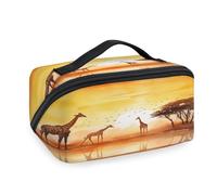 Borsa per il trucco da viaggio con giraffa della foresta africana ad acquerello per donne uomini ragazze ragazzi borsa da bagno portatile articoli da toeletta cosmetici organizer borsa da doccia