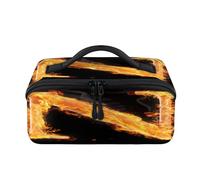 Borsa per il trucco da viaggio con lettera N Fire Lettera N, borsa impermeabile aperta e piatta per articoli da toeletta cosmetici, organizer da viaggio per donne e uomini