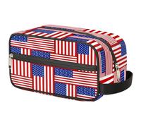 Borsa per il trucco da viaggio con motivo bandiera americana per donne, uomini, bambini, ragazze, ragazzi, borsa per il lavaggio degli Stati Uniti d'America Borsa da toilette Cosmetici Articoli da