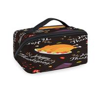 Borsa per il trucco da viaggio con motivo del Ringraziamento per donne, uomini, ragazze, ragazzi, tacchini del Ringraziamento, borsa da bagno portatile, organizer per articoli da toeletta cosmetici