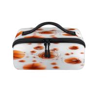 Borsa per il trucco da viaggio con palla sportiva 3D da basket, portatile, impermeabile, aperta e piatta, per articoli da toeletta cosmetici, organizer da viaggio per donne e uomini