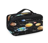 Borsa per il trucco da viaggio con pianeta solare galassia per donne, uomini, ragazze, ragazzi, stampa pianeta, borsa da bagno portatile, organizer per articoli da toeletta cosmetici borsa da doccia