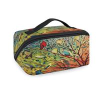 Borsa per il trucco da viaggio con ramo di uccello colorato per donne, uomini, ragazze e ragazzi, borsa per il lavaggio degli uccelli, borsa portatile per articoli da toeletta cosmetici organizer per