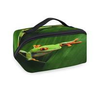 Borsa per il trucco da viaggio con rane e foglie dagli occhi rossi per donne uomini ragazze ragazzi rane sacchetto di lavaggio portatile articoli da toeletta cosmetici organizer borsa da doccia
