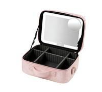 Borsa Per Il Trucco Da Viaggio Con Specchio Illuminato Partizionabile Makeup Train Case Cosmetic Make Up Organizer Bag Con 3 Modalità Di Colore Dimming Light Up Mirror