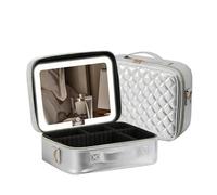 Borsa Per Il Trucco Da Viaggio Con Specchio Illuminato Partizionabile Makeup Train Case Cosmetic Make Up Organizer Bag Con 3 Modalità Di Colore Dimming Light Up Mirror