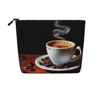 Borsa per il trucco da viaggio con stampa a chicco di caffè caldo borse cosmetiche in lino imitazione borsa cosmetica impermeabile organizer per donne