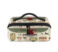 Borsa per il trucco da viaggio con stampa dell'antico Egitto, portatile, geroglifico, impermeabile, aperta e piatta, per articoli da toeletta cosmetici, organizer da viaggio per donne e uomini