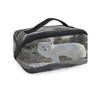 Borsa per il trucco da viaggio con stampa di volpe bianca per donne uomini ragazze ragazzi Fox Wash Pouch Bag Portable Toiletry Cosmetic Toiletries Organizer Shower Bag