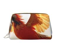 Borsa per il trucco da viaggio con stampa fenice arancione e rossa, borsa per il trucco da donna di grande capacità,