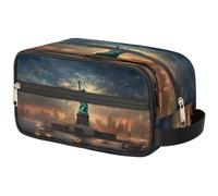 Borsa per il trucco da viaggio con statua di New York degli Stati Uniti d'America, per donne, uomini, bambini, ragazze e ragazzi, borsa da bagno per articoli da toeletta cosmetici organizer per
