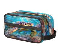 Borsa per il trucco da viaggio con tartaruga oceanica 3D sottomarino per donne, uomini, bambini, ragazze, ragazzi, borsa da bagno per articoli da toeletta cosmetici organizer borsa da doccia, Colore,