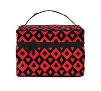 Borsa per il trucco da viaggio, cosmetica per donna e ragazza, grande organizer, toeletta portatile, rossa, picca