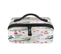 Borsa per il trucco da viaggio da donna in Giappone portatile con motivo giapponese impermeabile borsa da toeletta aperta piatta articoli da toeletta cosmetici organizer da viaggio per donne uomini