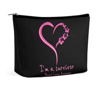 Borsa per il trucco da viaggio in PU con cerniera impermeabile, per donne, 6,8x5,9 pollici, con scritta "I'm A Survivor Breast Cancer Awareness" e scritta "I'm A Survivor Breast Cancer Awareness".