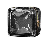 Borsa per il trucco da viaggio nera trasparente con giocatore di rugby, borsa per la cura della pelle, organizer portatile per il trucco