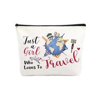 Borsa per il trucco da viaggio, regalo per viaggiatori, migliori amici, regalo di compleanno di Natale per viaggi, borsa da toilette per ragazze e donne, solo una ragazza che ama viaggiare borsa per