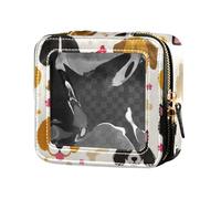 Borsa per il trucco da viaggio trasparente con teste di cane e ossa dei cartoni animati Mini contenitori per il trucco per le donne