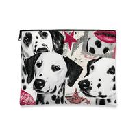 Borsa per il trucco dalmata, borsa da viaggio artistica con stampa di cane, borsa da viaggio per donne, piccola borsa portatile in tela con cerniera, ideale per amanti degli animali, regalo per le