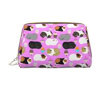 Borsa per il trucco dei cani carini,Sacchetto cosmetico in pelle portatile,Borsa da toilette impermeabile da viaggio, porcellini d'India e cupcake, Taglia unica