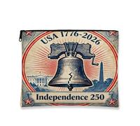 Borsa per il trucco del 4 luglio per il giorno dell'indipendenza da 17,8 x 22,9 cm, per borsa da viaggio, con motivo 250° anniversario americano, astuccio cosmetico da donna, organizer portatile in