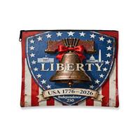 Borsa per il trucco del 4 luglio per il giorno dell'indipendenza da 17,8 x 22,9 cm, per viaggio, per il 250° anniversario americano, trousse per cosmetici da donna, organizer portatile in tela con