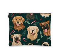 Borsa per il trucco del cane, adorabile astuccio da viaggio per cosmetici per le vacanze, per donne, piccola borsa portatile in tela con cerniera, borsa da toilette natalizia per la cura della pelle