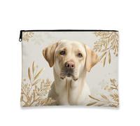 Borsa per il trucco del cane, borsa da viaggio per cosmetici floreale con labrador dorato, borsa da viaggio per donne, piccola borsa portatile in tela con cerniera, borsa per la cura della pelle
