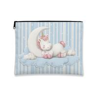 Borsa per il trucco del cavallo magico, borsa da viaggio cosmetica torta da sogno per le ragazze organizzatore portatile in tela con cerniera, borsa da toilette regalo di compleanno, blu, 7x9 pollici