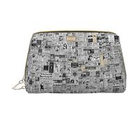 Borsa per il trucco del football americano,Sacchetto cosmetico in pelle portatile,Borsa da toilette impermeabile da viaggio, Giornale, Taglia unica