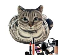 Borsa per il trucco del gatto - Organizer per il trucco da viaggio | Borse cosmetiche con coulisse | 17,7 x 17,7 cm Dimensioni versatili con una funzione di stampa di gatto divertente, organizzatori