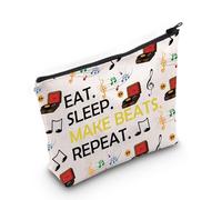 Borsa per il trucco del produttore musicale Mangiare dormire fare ritmi ripetere amante della musica Beat Music Producer Cosmetic Bag, Battiti. Ripeti 3uk, alla moda