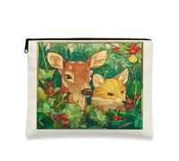 Borsa per il trucco della fauna selvatica, borse da viaggio geometriche con cervi e volpi, borsa da viaggio per donne, piccola borsa portatile in tela con cerniera, organizer per articoli da toeletta