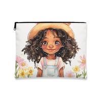 Borsa per il trucco della ragazza carina, borse da viaggio cosmetiche floreali dei cartoni animati per le donne, piccola borsa portatile con cerniera in tela, regalo di primavera per la cura della