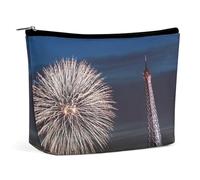Borsa per il trucco della Torre Eiffel del cielo notturno Borsa per cosmetici da viaggio portatile Borsa grande con cerniera Borsa organizer in pelle PU Borsa da toeletta