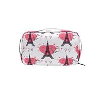 Borsa per il trucco della Torre Eiffel di San Valentino Love Borsa cosmetica per organizer portatile per custodia per trucchi da viaggio, regali, borsa da toilette per uso quotidiano per ragazze e d