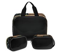 Borsa per il trucco delle Americhe per donne e uomini, borsa per cosmetici traslucida con bandiera americana, borsa da doccia, 3 pezzi da viaggio per articoli da toeletta organizer per cosmetici,