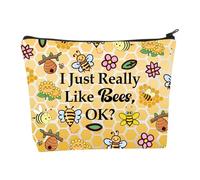 Borsa per il trucco delle api Regali per gli amanti delle api Regali di api Regali di ispirazione per le api I Just Really Like Bees Ok Borsa cosmetica da viaggio, Beauty case per cani, alla moda