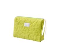 Borsa per il trucco delle donne con motivo floreale borse per cosmetici in cotone trapuntato morbido custodia per il trucco con cerniera grande borsa da viaggio, 3, Taglia unica